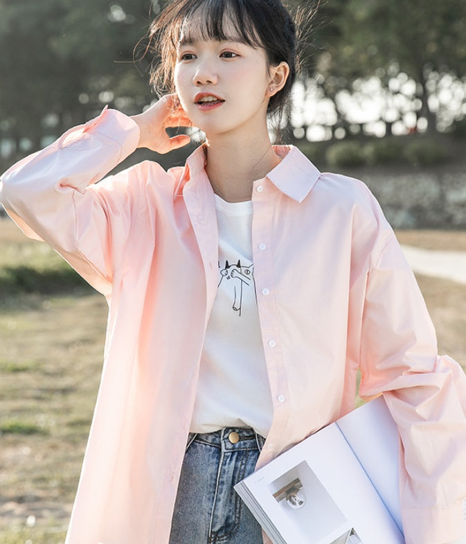 Loose Long Sleeved Shirt Coat Outer Top