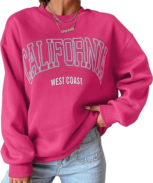 Sudadera con estampado de cuello redondo y talla grande para mujer