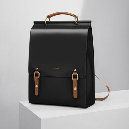 Sac d'ordinateur de style collège britannique en cuir véritable pour femme