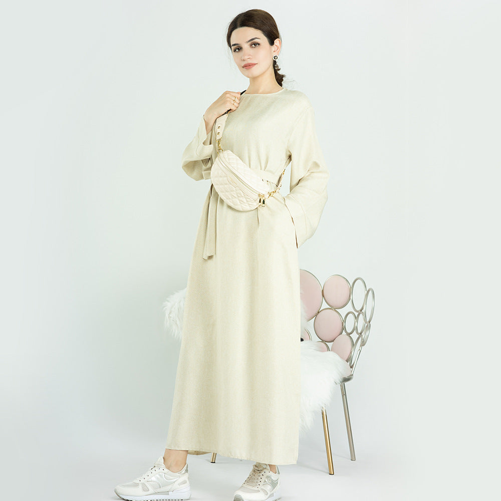 Robe décontractée de couleur unie de Dubaï pour femmes