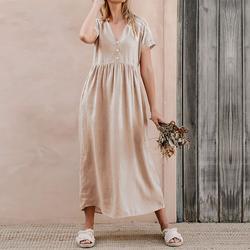 Summer Women's Solid Color Elegant Loose Dress