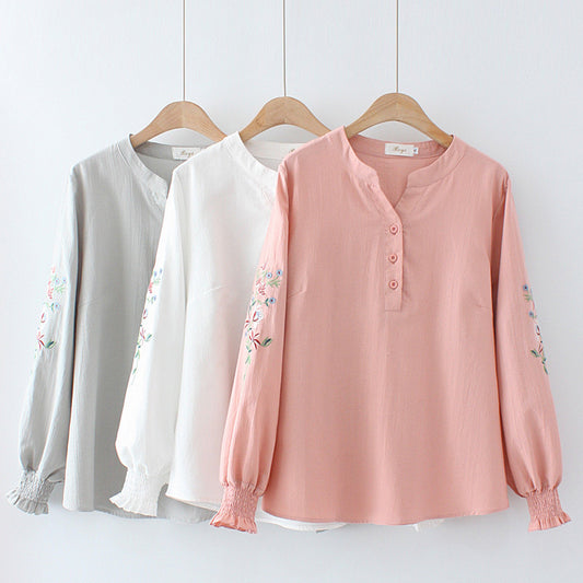 Early Spring New Casual Slim Embroidered Pullover Shirt