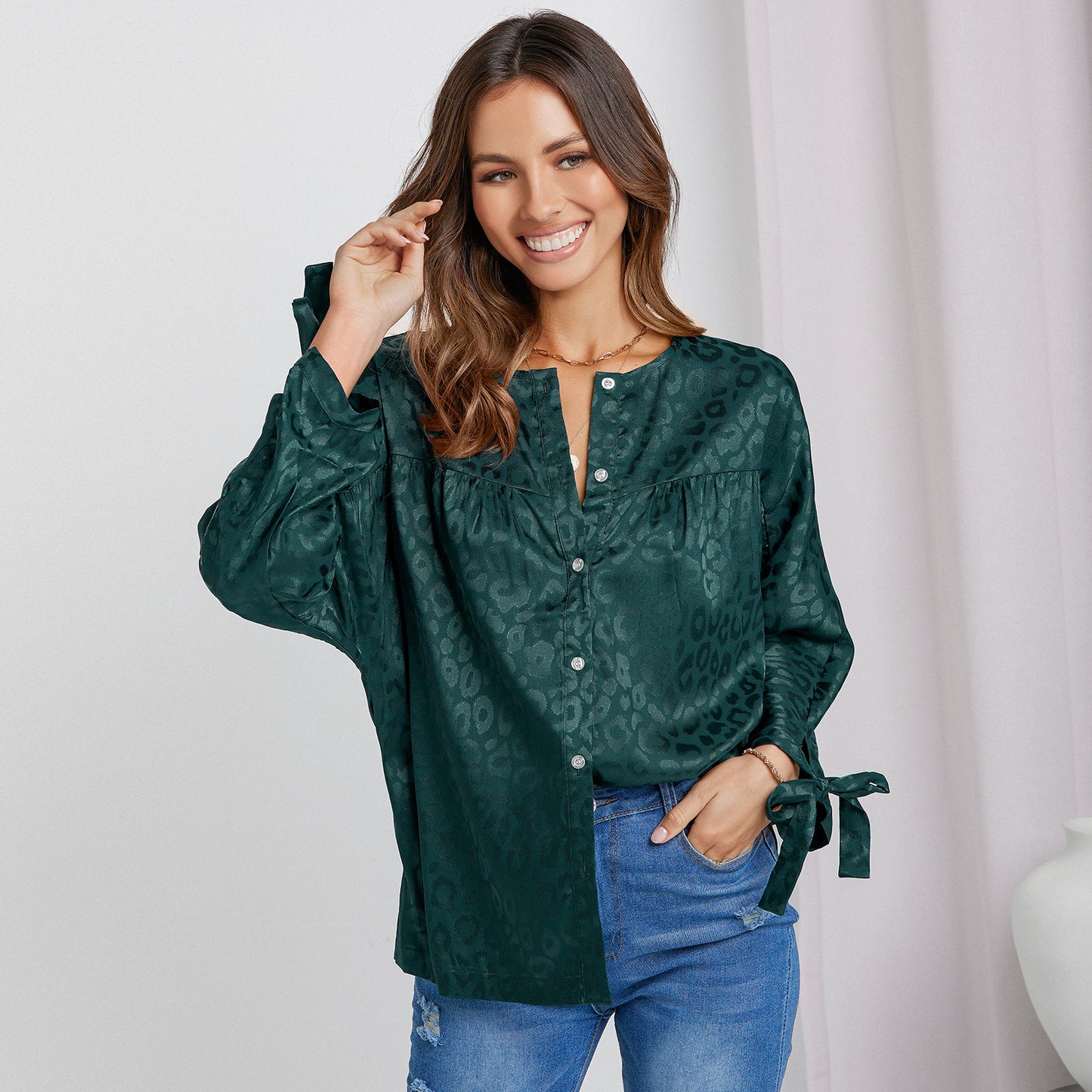 Women's Fashion Casual Round Neck Print Shirt