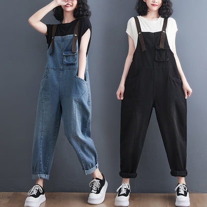 New Style Denim Overalls Women's Casual Loose Retro Suspenders