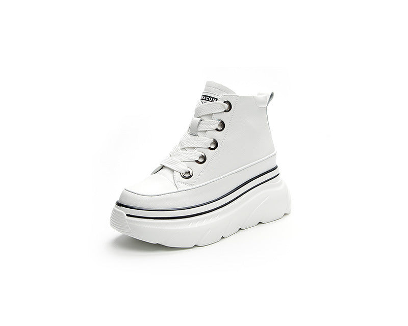 Platform High-top Shoes Casual Sports Skate Shoes All-match Height Increasing Insole Women's Shoes White Shoes