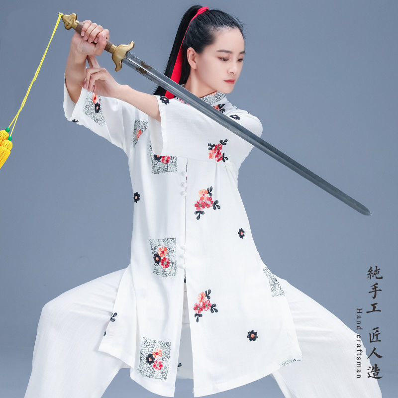 Traje Tai Ji para mujer, traje Tang Retro para práctica de artes marciales chinas, Top