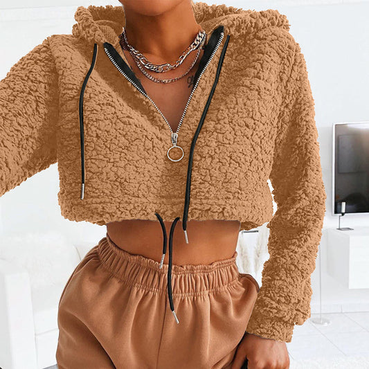 Sweatshirt Cropped Long-Sleeved Hooded Top