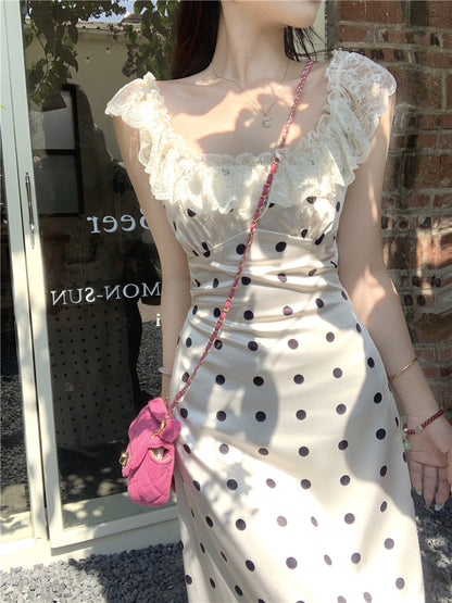 Polka Dot Brace Dress Women