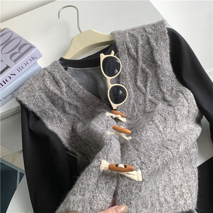 Women's Korean Style Loose Fitting Casual Design Knitted Top For Autumn And Winter