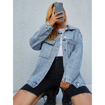 Denim Jacket Women's New Fashion Slim Long Top