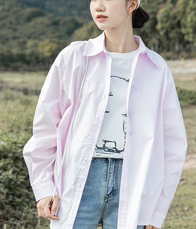 Loose Long Sleeved Shirt Coat Outer Top