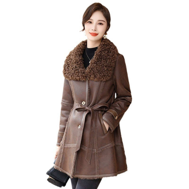 Female Winter Mid-length Coat Mink Velvet Coat