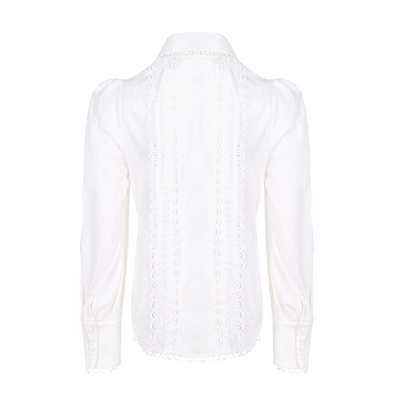 Lace stitching long sleeve shirt