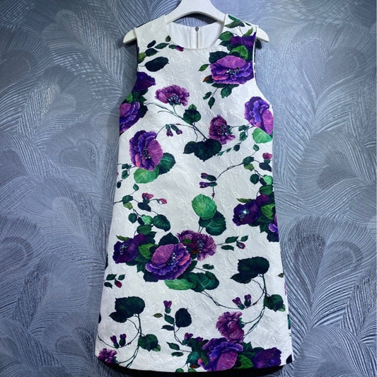 Round Neck Printed Vest Dress