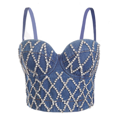 Women's denim stitching camisole