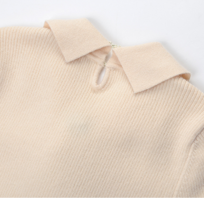 French minority autumn short sleeve slim knit top