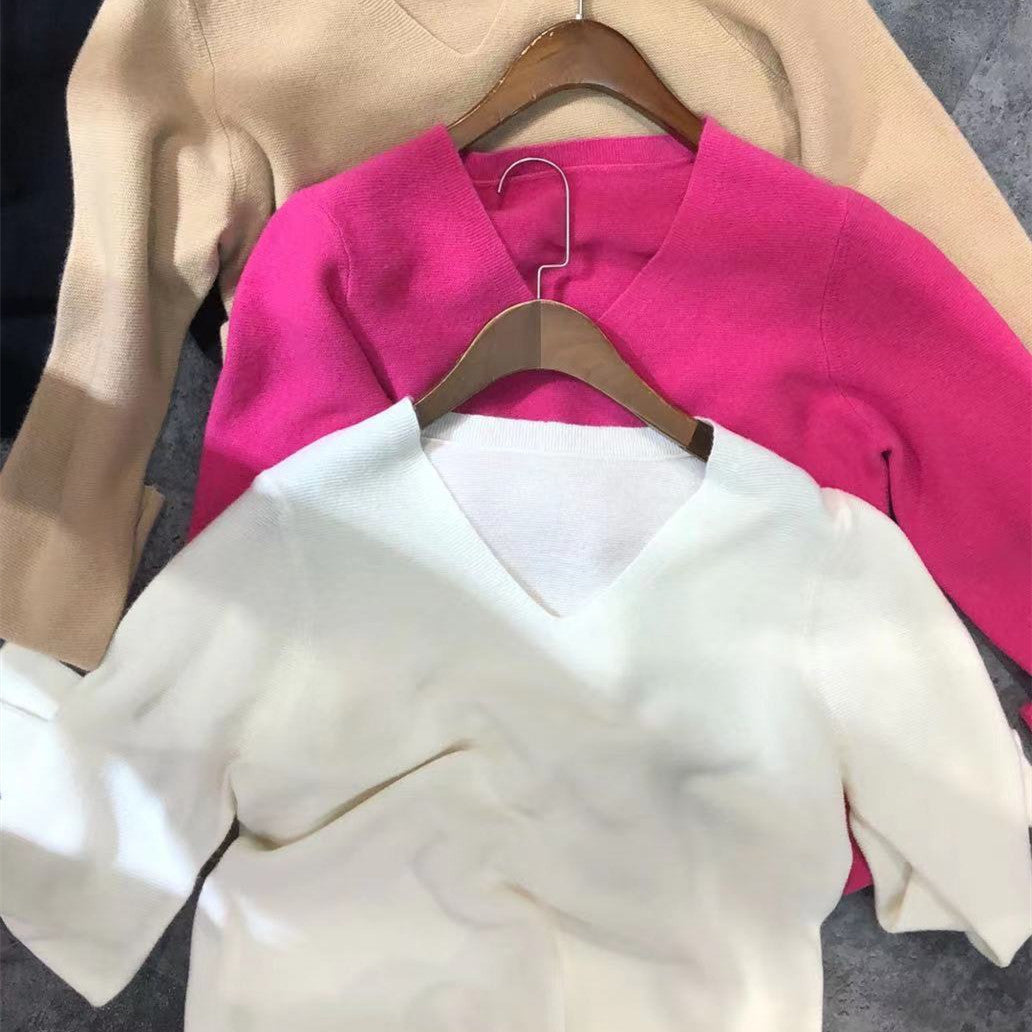 Blusa de lana con cuello melocotón todo en uno sin costuras para mujer