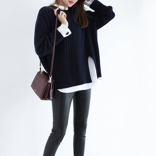 Thick round neck cashmere sweater