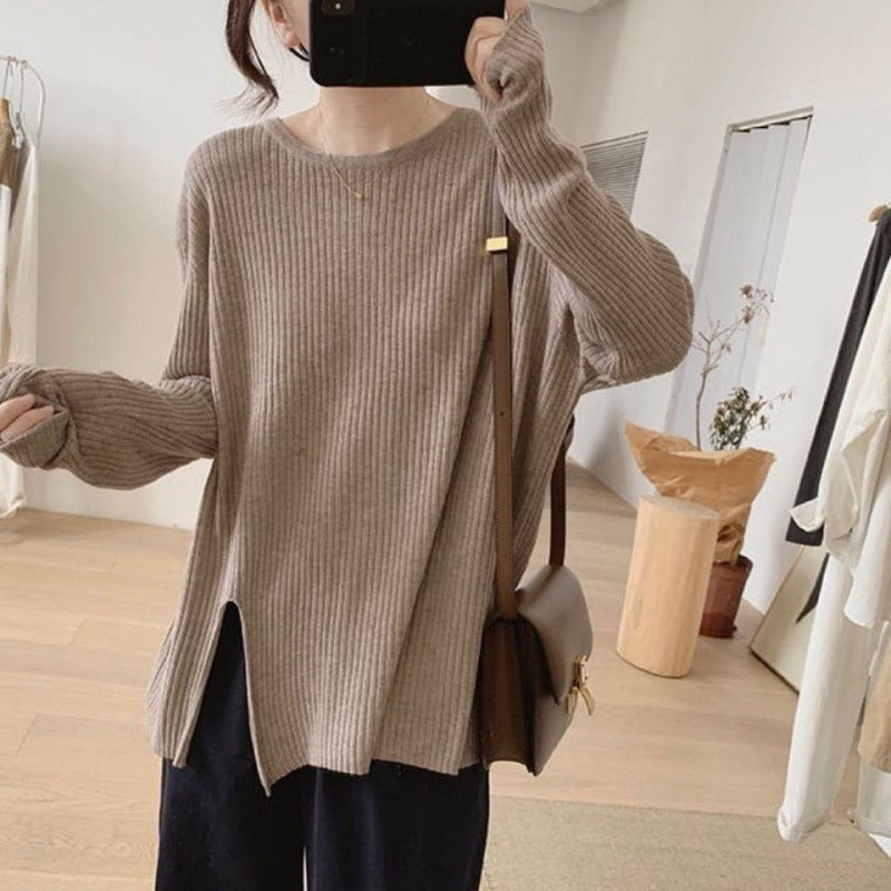 Split Pullover Long Sleeve Cashmere Sweater