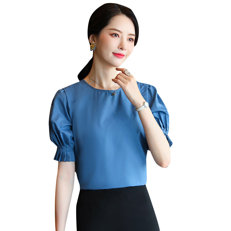 Women's Short Sleeve Clerk Work Clothes Slim Fit