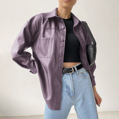 Chaqueta de moto de cuero para mujer