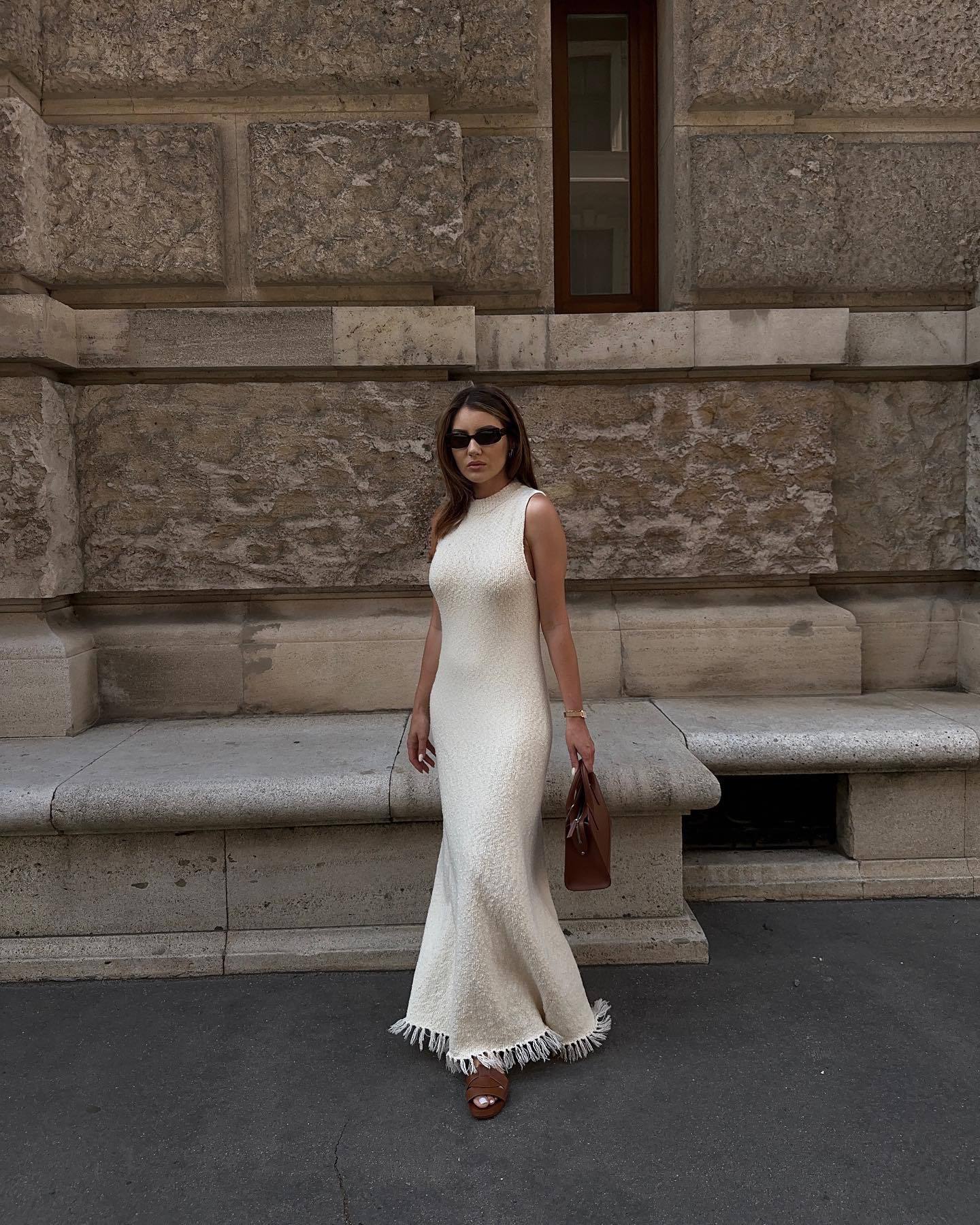 Robe longue à franges sans manches pour femmes d'été