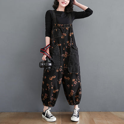 New Large Women's Wide Leg Jumpsuit Retro Fashion Loose