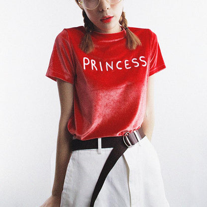 CAMISETA TERCIOPELO BORDADO PRINCESA 