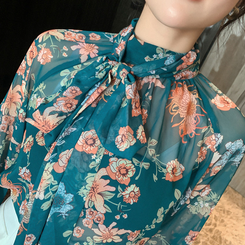 Women's Super Fairy Floral Shirt With Lantern Sleeves