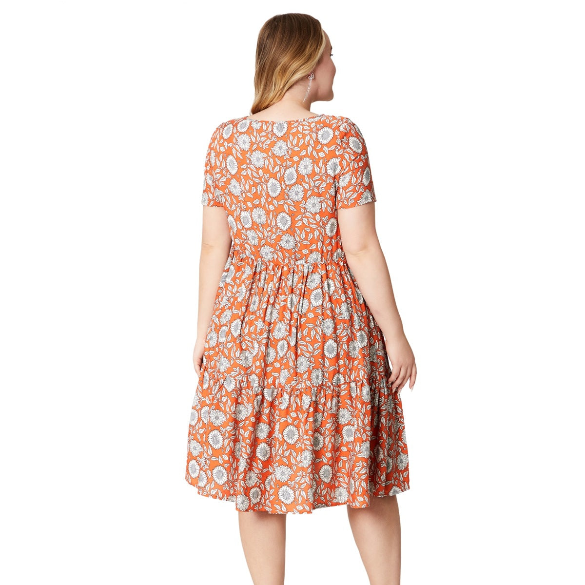 Short Sleeve Printed Rayon Dress