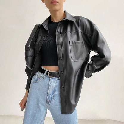 Chaqueta de moto de cuero para mujer