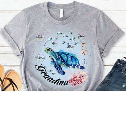 Camiseta personalizada con nombre de abuela tortuga y nieto