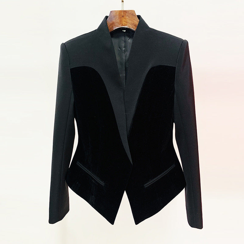 Fashionable Slim-fit Velvet Stitching Suit Jacket