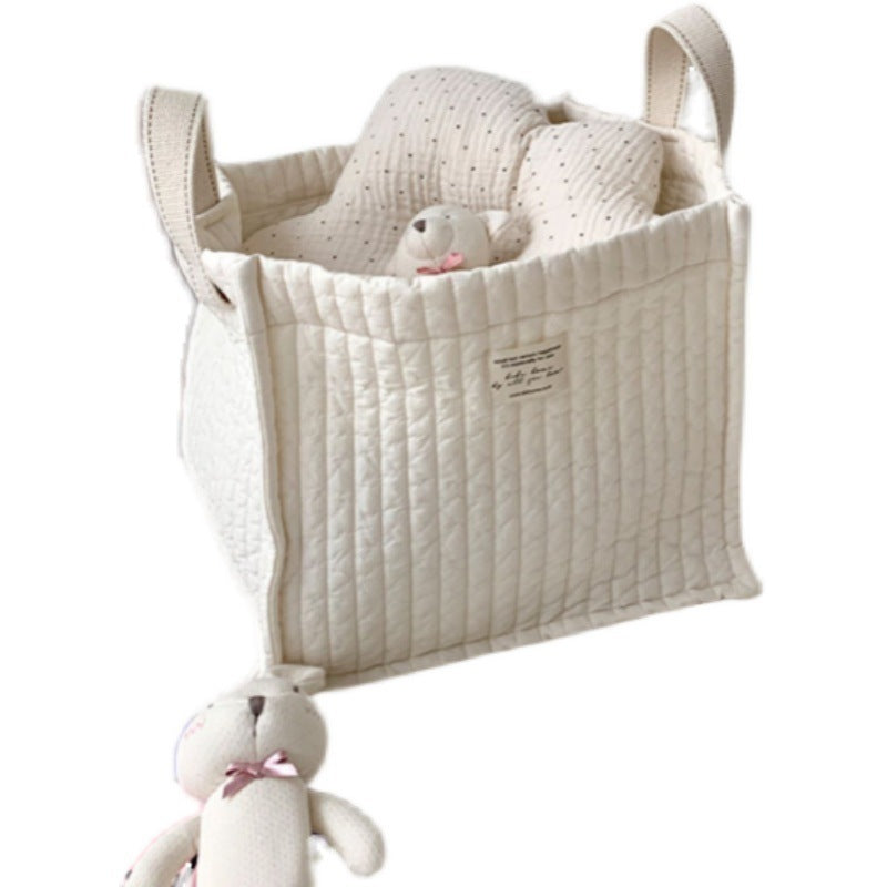 Quilted Embroidery Handbag Baby Bed Storage Bag