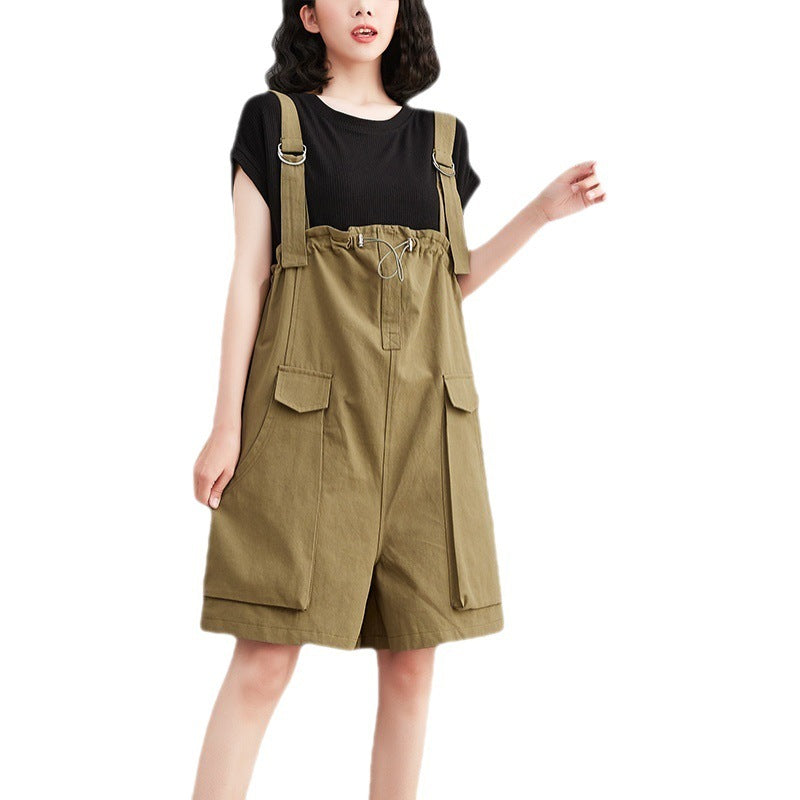 Women's Fat Sister Loose And Thin Big Pocket Casual Overalls