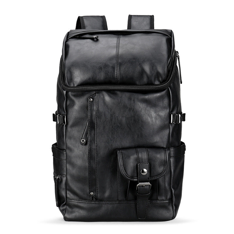 Fashion Simple Solid Color Leather Casual Backpack