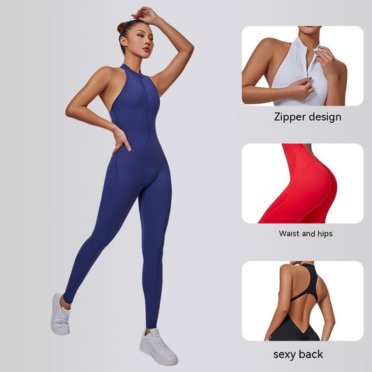 Ropa deportiva de yoga con cremallera y cuello alto para mujer