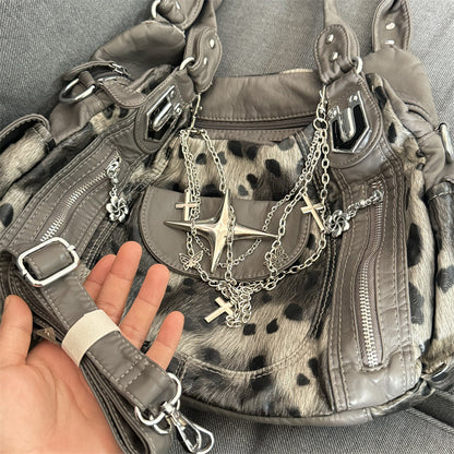 Bolso bandolera retro con estampado de leopardo y subcultura