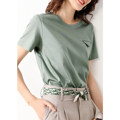 Silk Cotton T-shirt Women Loose Fashionable Triangle Design