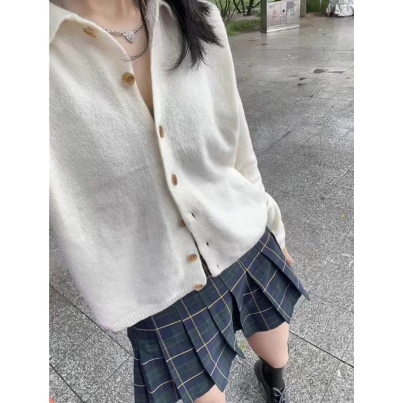 Women's Fashion Polo Collar Button Sweater