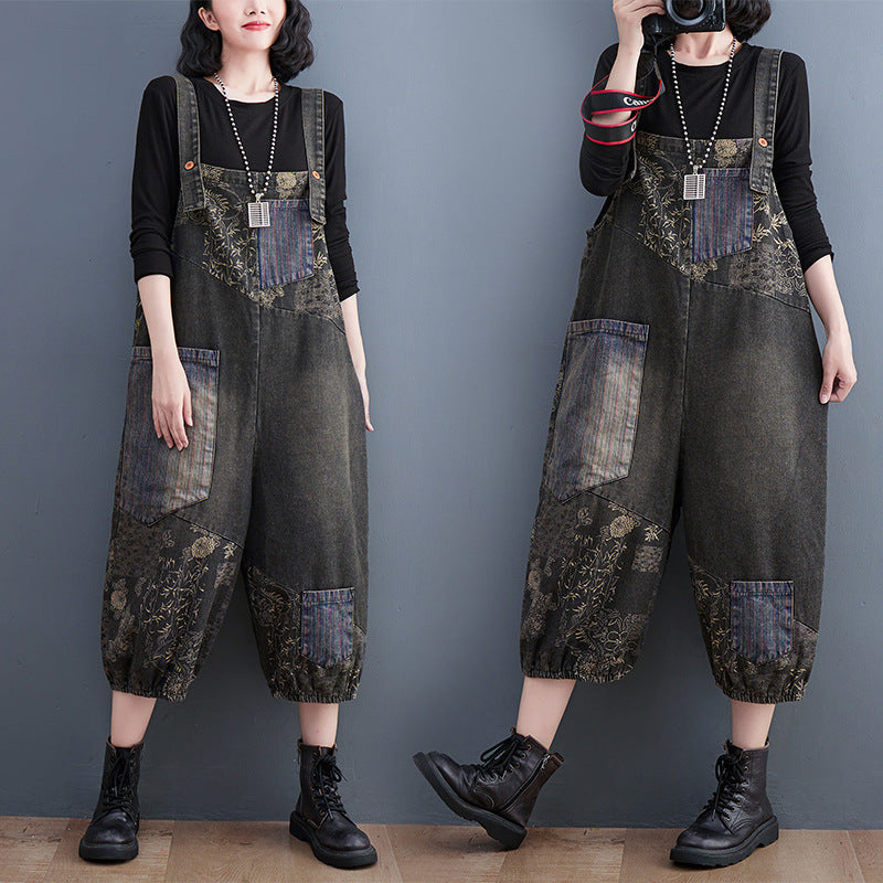 Women's Real Denim Stitching Overalls