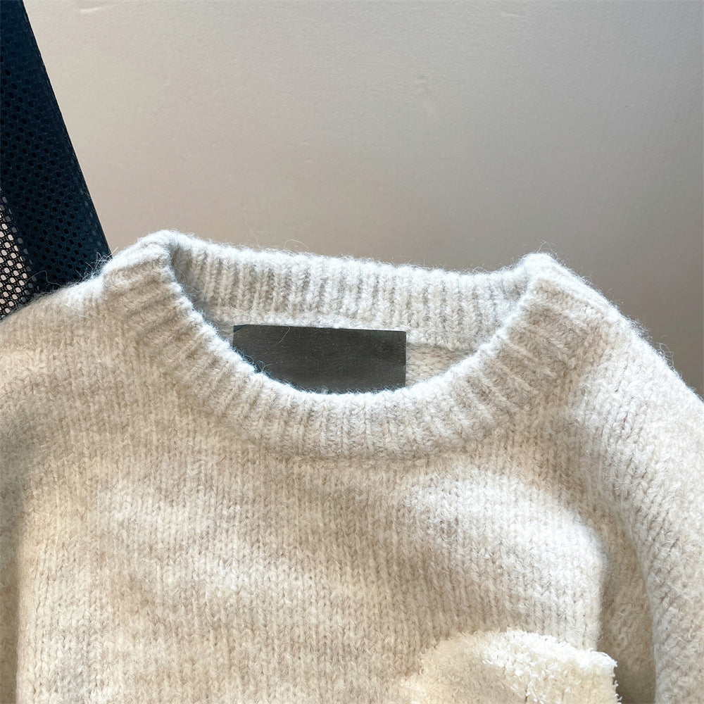 Female Idle Style Knitted Sweater Top