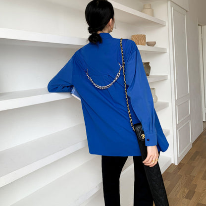 New Klein Blue Cartoon Blouse Shirt