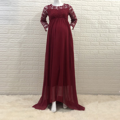 Robe de vadrouille sexy en mousseline de soie à manches longues pour femmes enceintes européennes et américaines