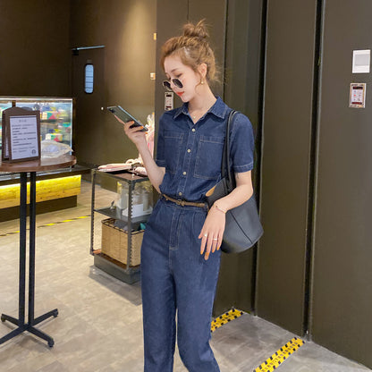 Combinaison d'été à manches courtes pour femmes, vêtements en jean, nouvelle collection