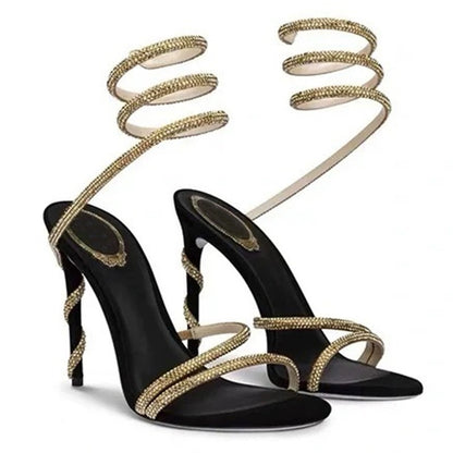 Women's Plus Size High Heel Stiletto Rhinestone Strap Sandals