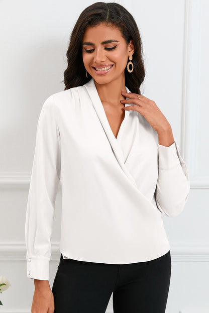 Blouse boutonnée à manches longues et col en V