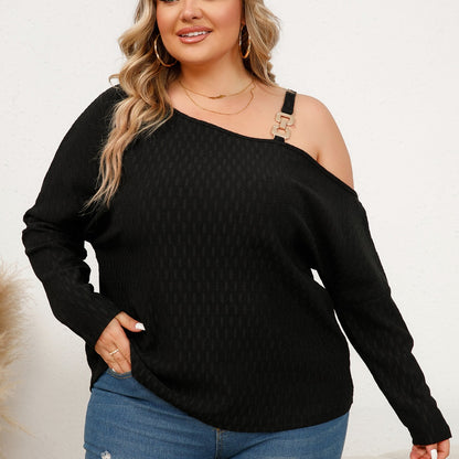 Plus Size One-Shoulder Asymmetrical Blouse