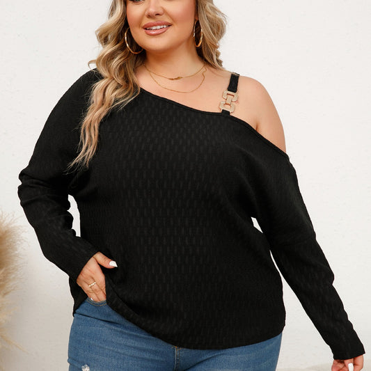 Plus Size One-Shoulder Asymmetrical Blouse