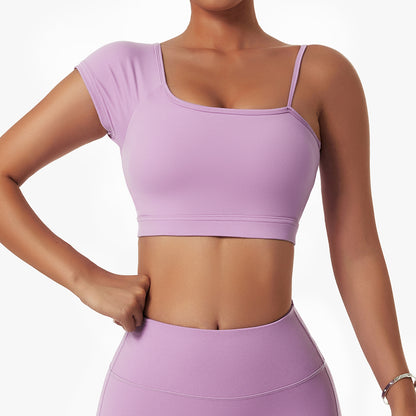 Costume de Yoga pour femmes, vêtements de course et de cyclisme, soutien-gorge de sport à épaules dénudées, collants d'entraînement de gymnastique